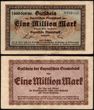 Germany - Federal State of Bavaria 1000000 Mark - 1923 (Blue Serial Number) XF Bank Note N#209311 #UCN789