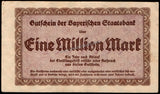 Germany - Federal State of Bavaria 1000000 Mark - 1923 (Blue Serial Number) XF Bank Note N#209311 #UCN789