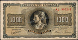 Greece 1000 Drachmai - 1942 P#118a(2) XF Bank Note N#209768 #UCN791