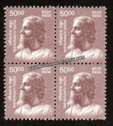 INDIA Rabindranath Tagore 11th Series (50 00) Definitive Block of 4 MNH