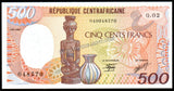 Central African Republic 500 Francs - 1987 P#14c UNC Bank Note N#213189