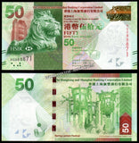 Hong Kong 50 Dollars - 2016 P# 213e UNC Banknote N#215537