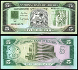 Liberia 5 Dollars - 1991 P#20a UNC Bank Note N#215971