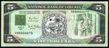 Liberia 5 Dollars - 1991 P#20a UNC Bank Note N#215971