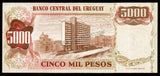 URUGUAY 5 Nuevos Pesos Overprinted on 5000 Pesos - 1975 P# 57 UNC Bank Note N#216270