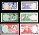 Brunei 1, 5, 10 Ringgit - 1986 P#8b Set of 3 UNC Currency Note N#218117 #CN1390