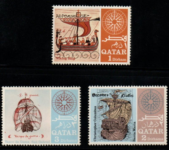 1967 Qatar Christopher Columbus Santa Maria 3v MNH #FT-219