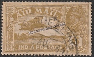 1929 BRITISH INDIA - 6a Bistre - King George V, Air Mail Series Multi Star W/M Used Stamp S.G:223