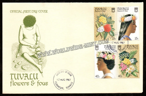 1987 Tuvalu Flowers & Fous FDC #FA224