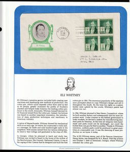 1940 USA Eli Whitney - Famous American Inventor FDC #FE224
