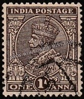 1932 - 1936 BRITISH INDIA - 1a Chocolate (1934) - King George V Multi Star W/M Used Stamp S.G:234