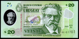 Uruguay 20 Pesos - 2020 P# 101a Polymer UNC Bank Note N#238828