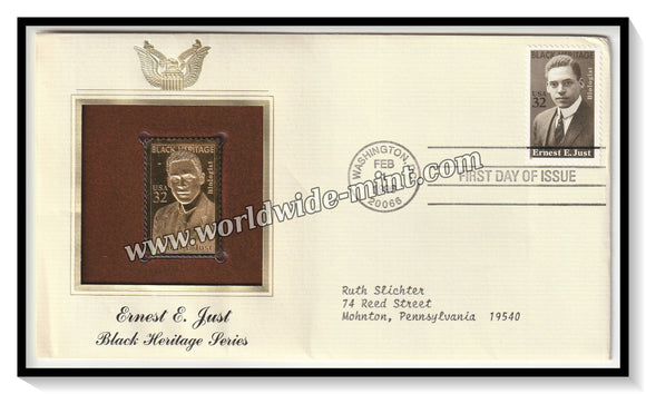 1996 USA Ernest E. Just (Biologist) Black Heritage Series - Gold Replica FDC #FE23