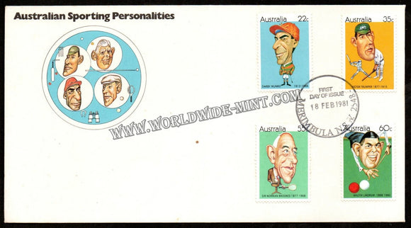 1981 Australia Sporting Personalities FDC - Cricket, Billiards, Tennis, Jockey #FA247