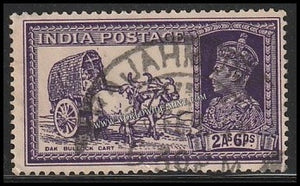 1937 - 1940 BRITISH INDIA - 2a 6p Bright Violet - Dak Bullock Cart King George VI Multi Star W/M Used Stamp S.G:252