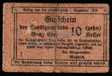 Austria - City of Graz (Federal State of Styria) - 10 Heller Graz - 1919 Fair Bank Note N#274466 #UCN251