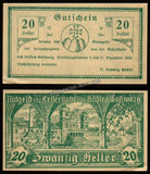 Austria (Lower Austria, Federal State of Göttweig, Abbey) 20 Heller 1920 AUNC Bank Note N#569371 #UCN252