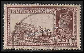 1937 - 1940 BRITISH INDIA - 4a Brown - RMS Post - King George VI Multi Star W/M Used Stamp S.G:255