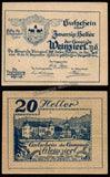 Austria (Lower Austria, Federal State of Weinzierl bei Wieselburg) 20 Heller AUNC Bank Note N#294354 #UCN253