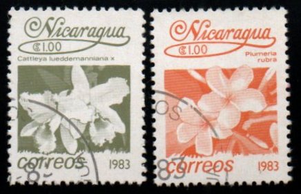 1983 Nicaragua Flowers 2v Used #FT-253