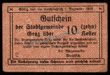 Austria - City of Graz (Federal State of Styria) - 10 Heller Graz - 1919 Fine Bank Note N#274466 #UCN255