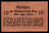 Austria - City of Graz (Federal State of Styria) - 10 Heller Graz - 1919 Fine Bank Note N#274466 #UCN255