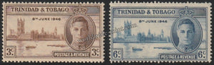 TRINIDAD TOBAGO 1946 - KING GEORGE VI - VICTORY ISSUE 2V MNH SG: 257 - 258