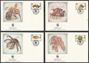 1993 British Indian Ocean Territory WWF World wide Fund For Nature Coconut Crab Set of 4 FDC #FE260