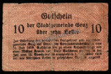 Austria - City of Graz (Federal State of Styria) - 10 Heller Graz - 1919 Fair Bank Note N#274466 Bank Note #UCN260