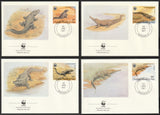 1987 Congo, Rep. WWF World wide Fund For Nature Airmail - Crocodiles Set of 4 FDC #FE261