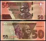 Zimbabwe 2, 5, 10, 20, 50 & 100 Dollars - 2020-2023 Set of 6 UNC Bank Note N#266443