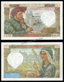 France 50 Francs - 1941 P#93 Jacques Coeur (French merchant) AUNC Bank Note N#206397 #UCN269