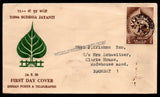 1956 INDIA 2500th Buddha Jayanti - 2 Annas Bodhi Tree First Day Cancelled Bombay Cover with Delivery Cancellation - 2500th 2500th Buddha Jayanti in Hindi - uncommon