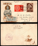 1956 INDIA 2500th Buddha Jayanti - 2v Registered Commercial FDC from Bombay, India to Rahway, USA with Delivery Cancellation