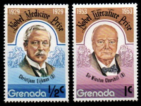 1978 Grenada Nobel Medicine & Literature Prize - Christjaan Eijkman, Winston Churchill 2v MNH #FT-270