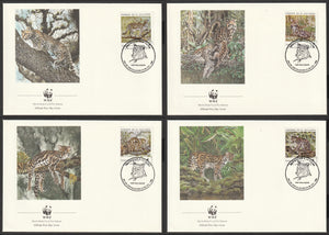 1988 El Salvador WWF World wide Fund For Nature Leopard Set of 4 FDC #FE272