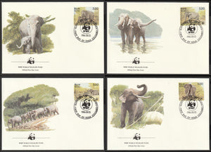 2005 Sri Lanka WWF World wide Fund For Nature Elephant Set of 4 FDC #FE274