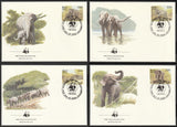 2005 Sri Lanka WWF World wide Fund For Nature Elephant Set of 4 FDC #FE274