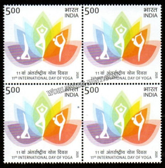 2025 INDIA 11th International Day of Yoga Block of 4 MNH