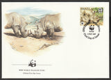 1987 Swaziland WWF World wide Fund For Nature White Rhinoceros Set of 4 FDC #FE281
