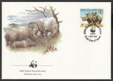 1987 Swaziland WWF World wide Fund For Nature White Rhinoceros Set of 4 FDC #FE281