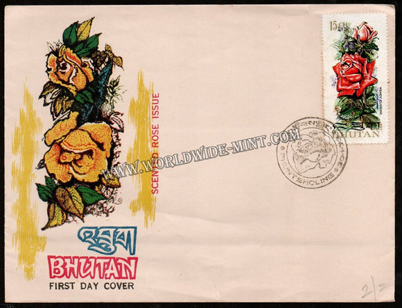 1993 Bhutan Scented Rose Issue FDC #FA284