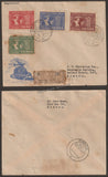 1949 INDIA Universal Postal Union - Set of 4 FDC Registered Commercial Cover