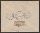 1949 INDIA Universal Postal Union - Set of 4 FDC Registered Commercial Cover from Bombay to (Melbourne), Australia with Delivery Cancellation