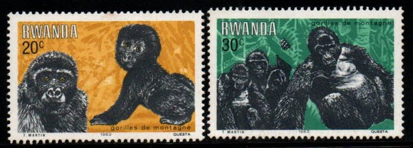 1983 Rwanda Young mountain Gorillas 2v MNH #FT-298