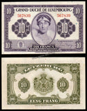 Luxembourg 10 Francs - 1944 XF Bank Note #UCN307 - Rare