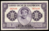 Luxembourg 10 Francs - 1944 XF Bank Note #UCN307 - Rare
