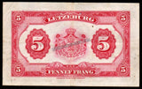 Luxembourg 5 Francs - 1944 Fine Bank Note #UCN309