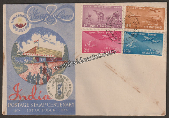 1954 INDIA Postage Stamps Centenary - 4v FDC
