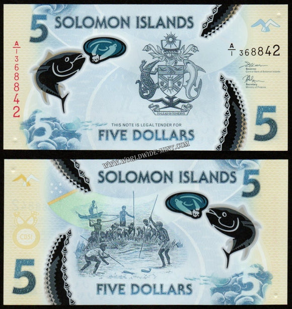 Solomon Islands 5 Dollars 2019-2022 UNC Polymer Banknote N#202376
